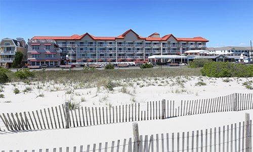 Photo of outside of Montreal Beach Resort from Ocean view.