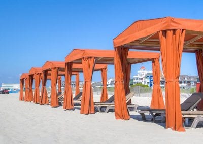 Beach cabanas at the Montreal Beach Resort Beach Club.